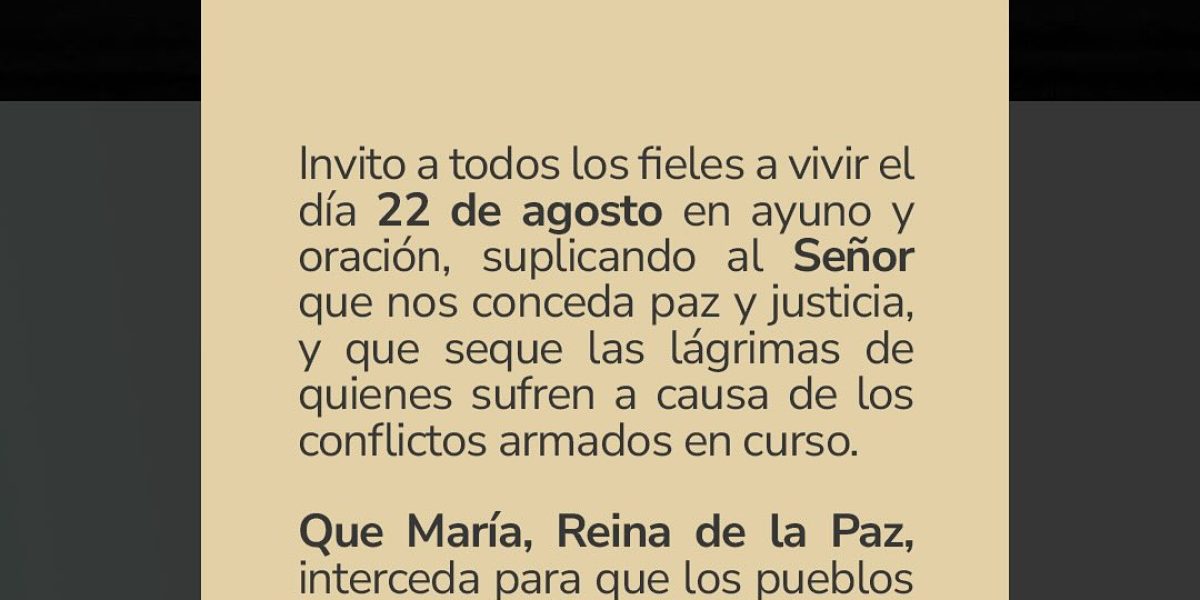 El Papa convoca a una jornada de ayuno y oración por la paz